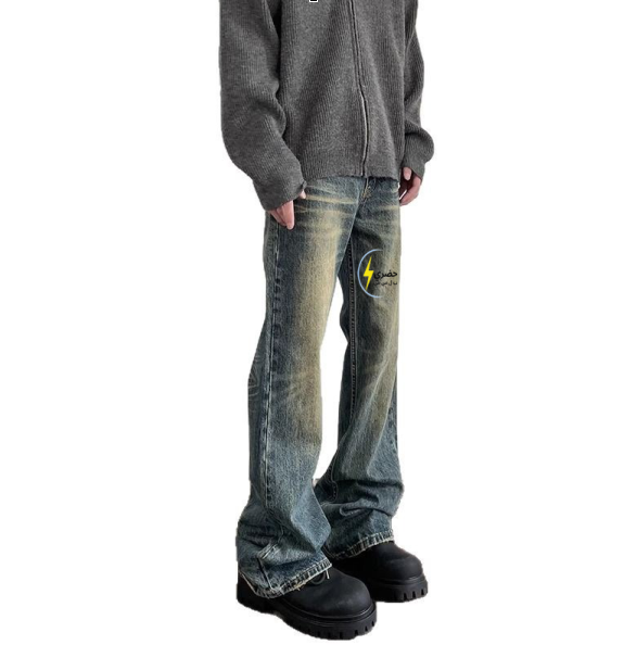 American high street vibe retro washed distressed jeans for men