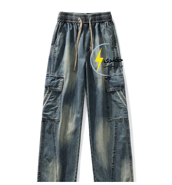 Men's spring and autumn trendy work jeans